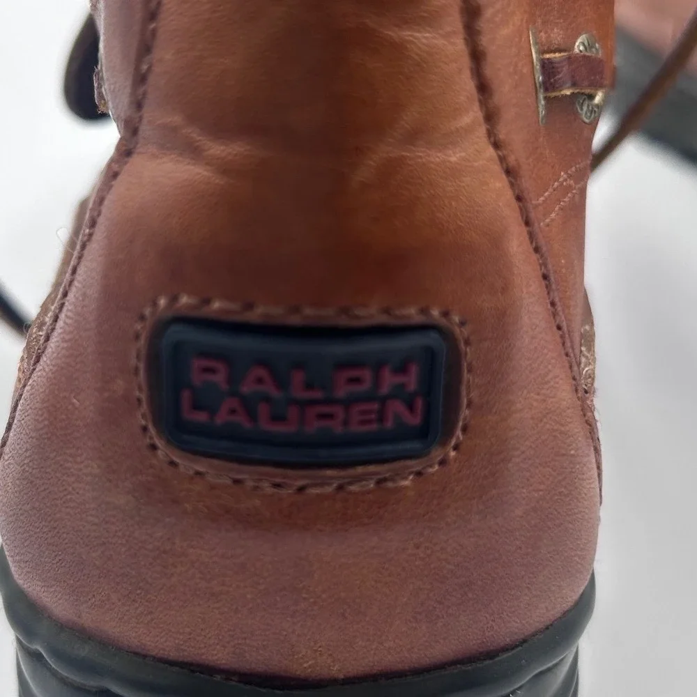 Ralph Lauren Polo Sport Brown Leather Buckle Strap Hiking Boots WT2142 Mens 9B